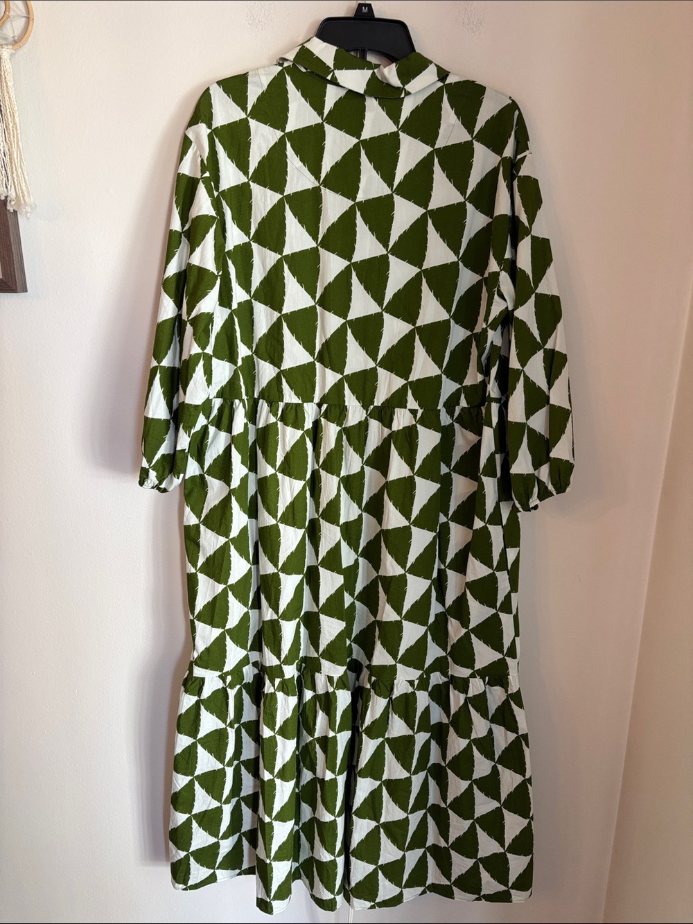 Maeve Anthropologie Bettina tiered shirt dress Midi maxi Dress geometric large - Picture 11 of 15